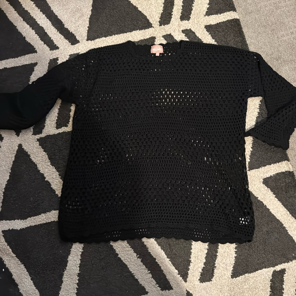Show Me Your MuMu Black Crochet Open-Weave Mini Dress
